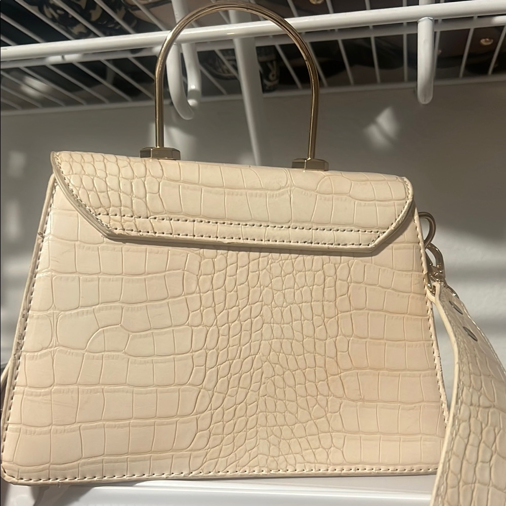 Cream Croc-Embossed Handbag - Picture 2 of 2